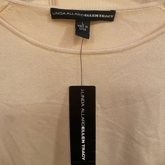 Ellen Tracy Cream Long Sleeve Jersey Cut Top - Picture 3 of 4